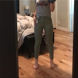 Calvin Klein high rise ankle skinny green pants